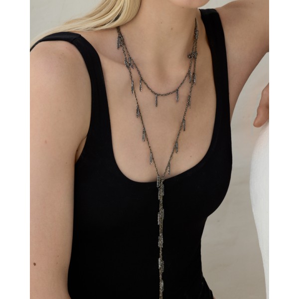 Marie Laure Chamorel ilgas sidabro kaklo papuošalas 